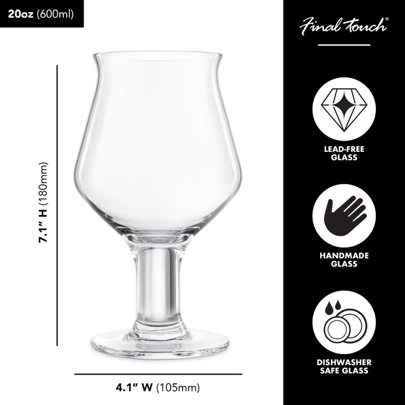 Final Touch Craft Beer Glasses - Set of 2 | Enhance Aromas and Flavors | Extra-Large Stem and Base for Stability | Unique Design for Craft Beers and More (GG5019) - Image 5